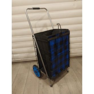 Ceybag 5 mm Telli Silikon Tekerlekli Büyük Boy Pazar Arabası Mavi Kareli Desenli