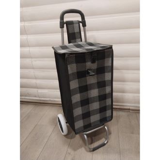 Ceybag Gri Kareli Desenli Beyaz Silikon Tekerlekli Pazar Arabası