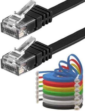 IRENIS CAT6 Yassı Ethernet (Network, LAN) Kablosu, Siyah, 15 metre