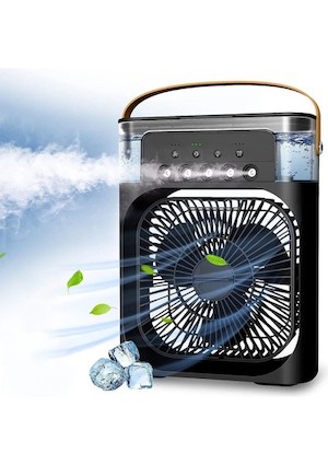 Vothoon Taşınabilir Işıklı 5 Spreyli Vantilatör Buzlu Buharlı Vantilatör Mini Fan Nemlendirici Buharlı