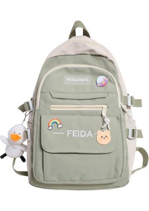 Masoffy Yeşil Moda Harajuku Çanta Kadın Kawaii Su Geçirmez Öğrenci ve Seyahat Sırt Çantası